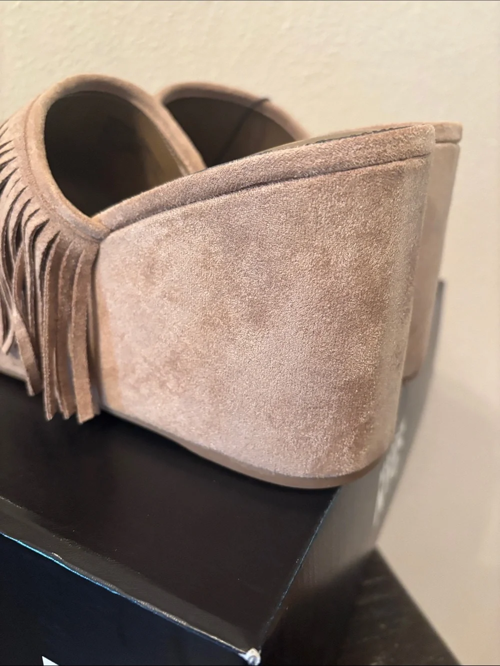 Madden NYC Women's Tan Suede Fringe Boho Platform Wedge Sandals - Size 10